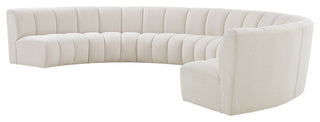 Infinity Black Boucle Fabric Upholstered Arc Shaped Modular Sectional, Cream, 7-Piece, Arc-Shaped