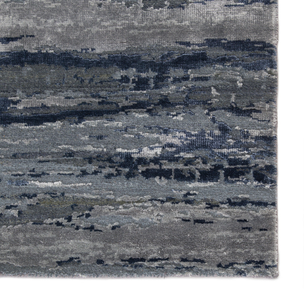 Kavi by Jaipur Living Bandi Knotted Abstract Indigo/Gray Area Rug, 5'6"x8'