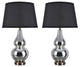 40022, 26" High Glass Table Lamp, Mercury With Antique Red Copper Base, Set of 2