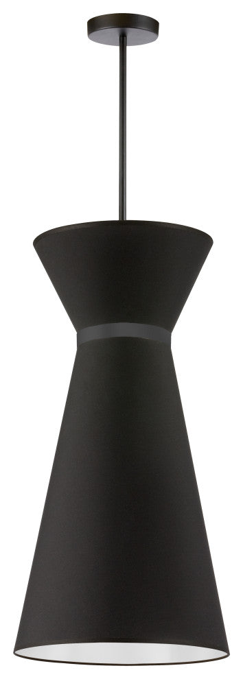 CTN-141P-MB-797 1 Light Incandescent Pendant, Matte Black w/ Fabric Shade
