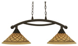 Bow 2 Light Island Light In Dark Granite, 12" Chocolate Icing Glass