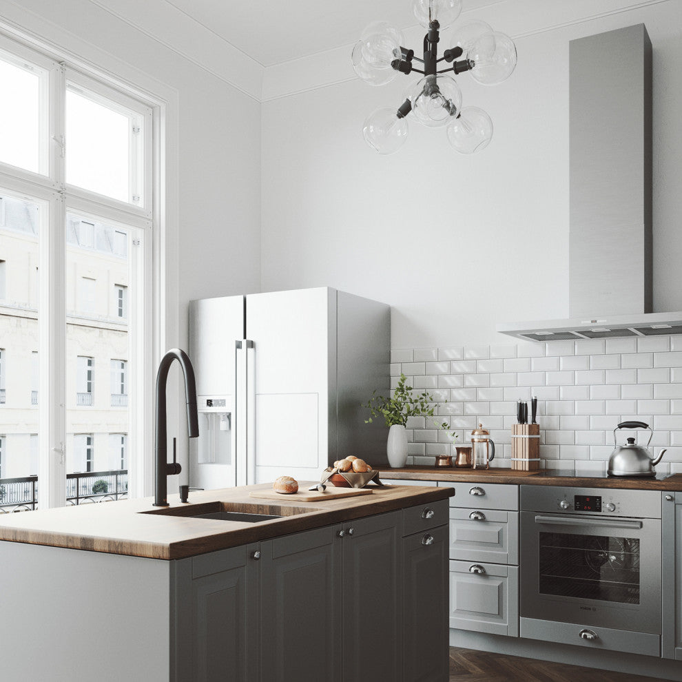 VIGO Greenwich 18" H Single Handle Pull-Down Sprayer Kitchen Faucet, Matte Black, No Sensor, With Soap Dispenser