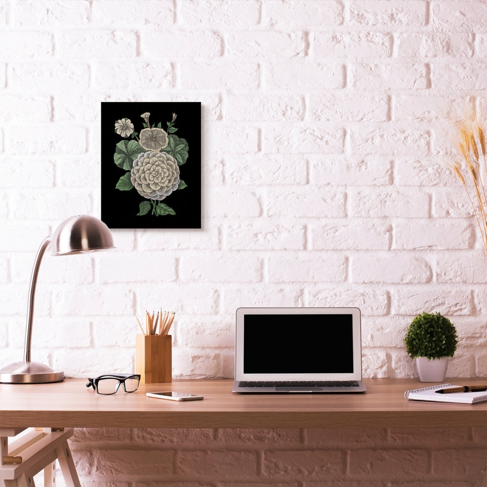 Yellow Flowers On Black Drawing Design, 16"x20"