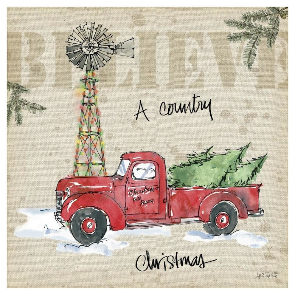 "Country Christmas IV" Digital Paper Print by Anne Tavoletti, 42"x42"