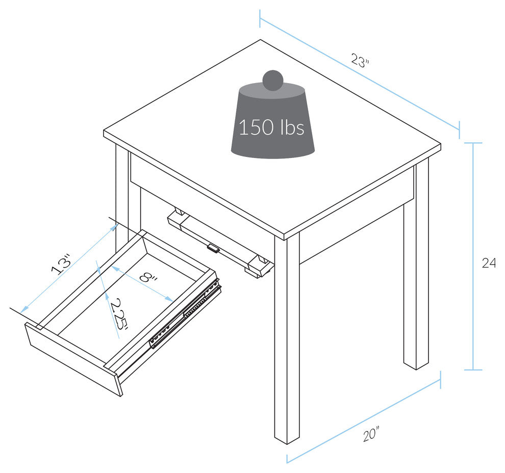 Kennedy End Table with Concealed Drawer, Concealment Furniture