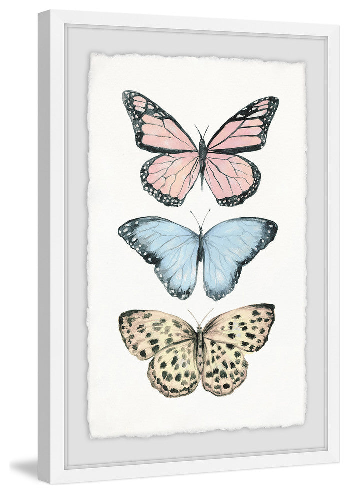 "Butterfly Trio" Framed Painting Print, 12"x18"
