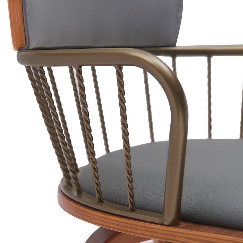 Willow Upholstered Wood Swivel Bar or Counter Stool