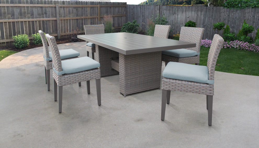 Florence Rectangular Patio Dining Table With 6 No Arm Chairs Spa