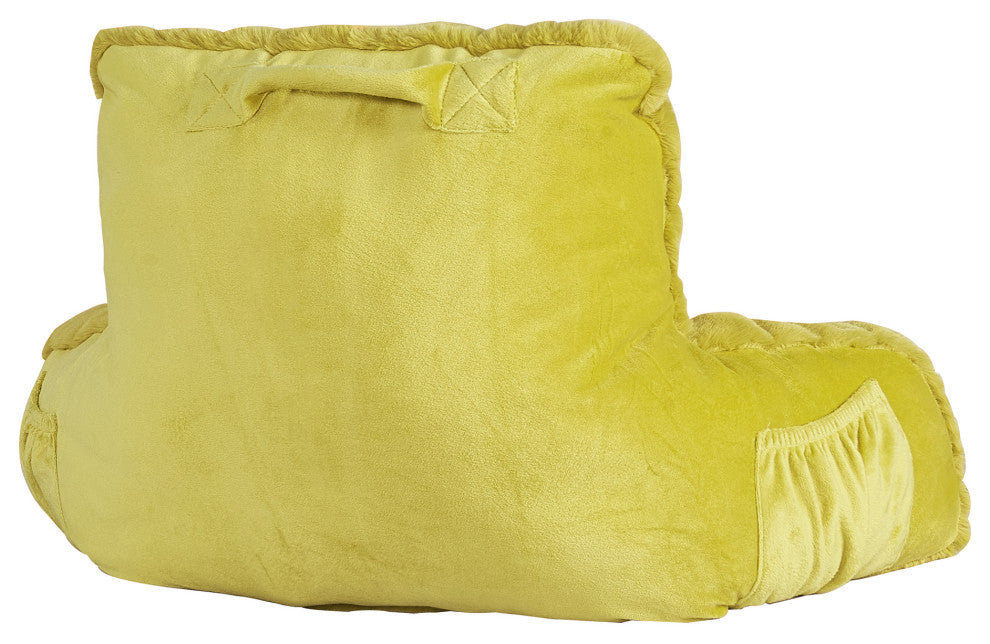 Fox Faux Fur Bedrest, Needs Assembly, Lemon Curry, 20"x18"x17"