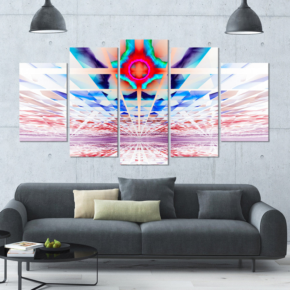 Cosmic Horizons Apocalypse, Contemporary Wall Art Canvas, 60"x32", 5 Panels