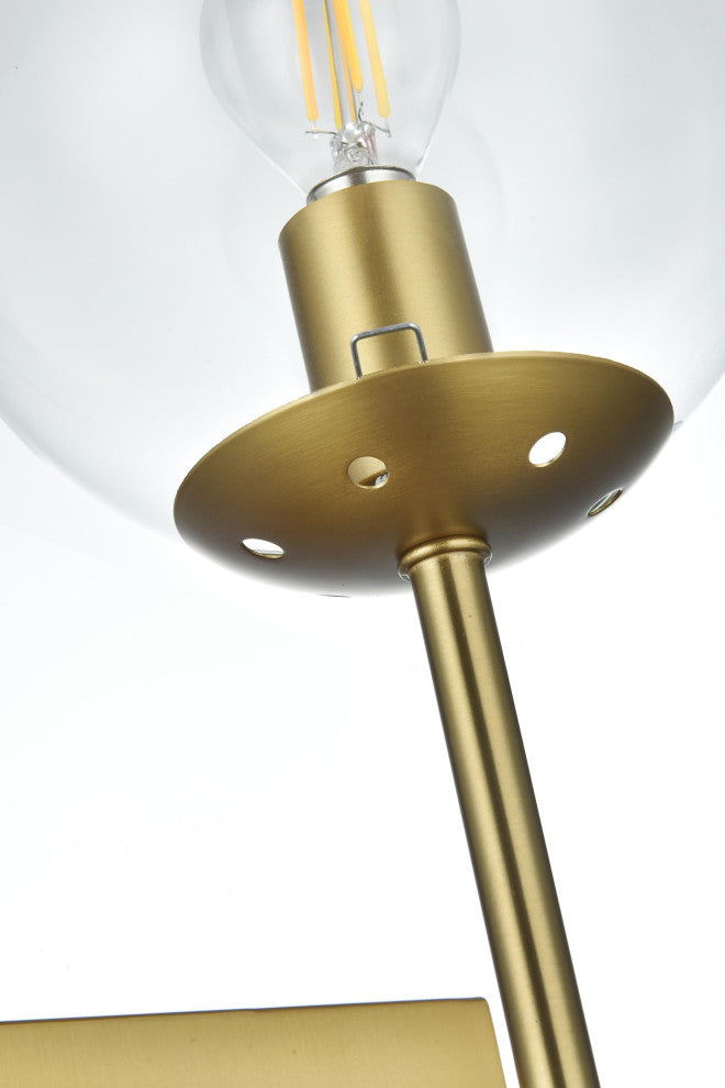 Home Living 6" Wall Sconce Clear Shade, Satin Gold