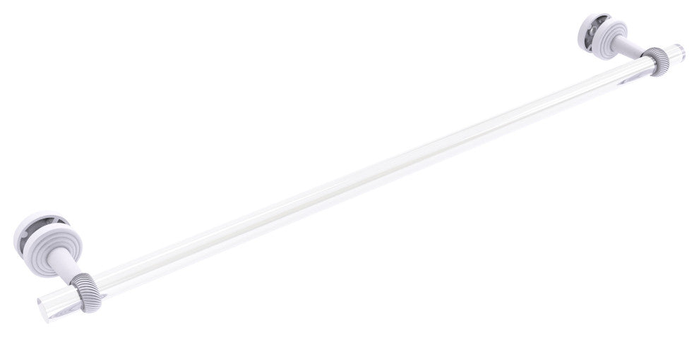 Pacific Beach 30" Shower Door Towel Bar with Twisted Accents, Matte White