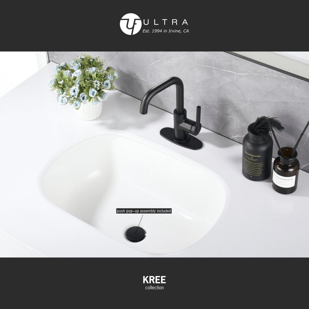 Ultra Faucets UF3070X Single Handle Bathroom Faucet, Matte Black