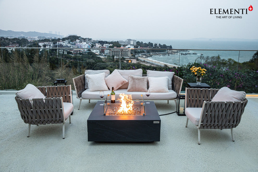 Roraima Square Slate Black Concrete 40" Natural Gas Fire Table