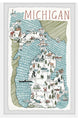 "Michigan Illustrated Map II" Framed Painting Print, 20x30
