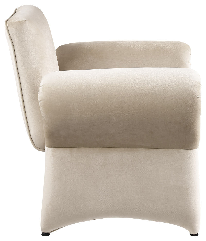 Fleurette Velvet Accent Chair, Cream