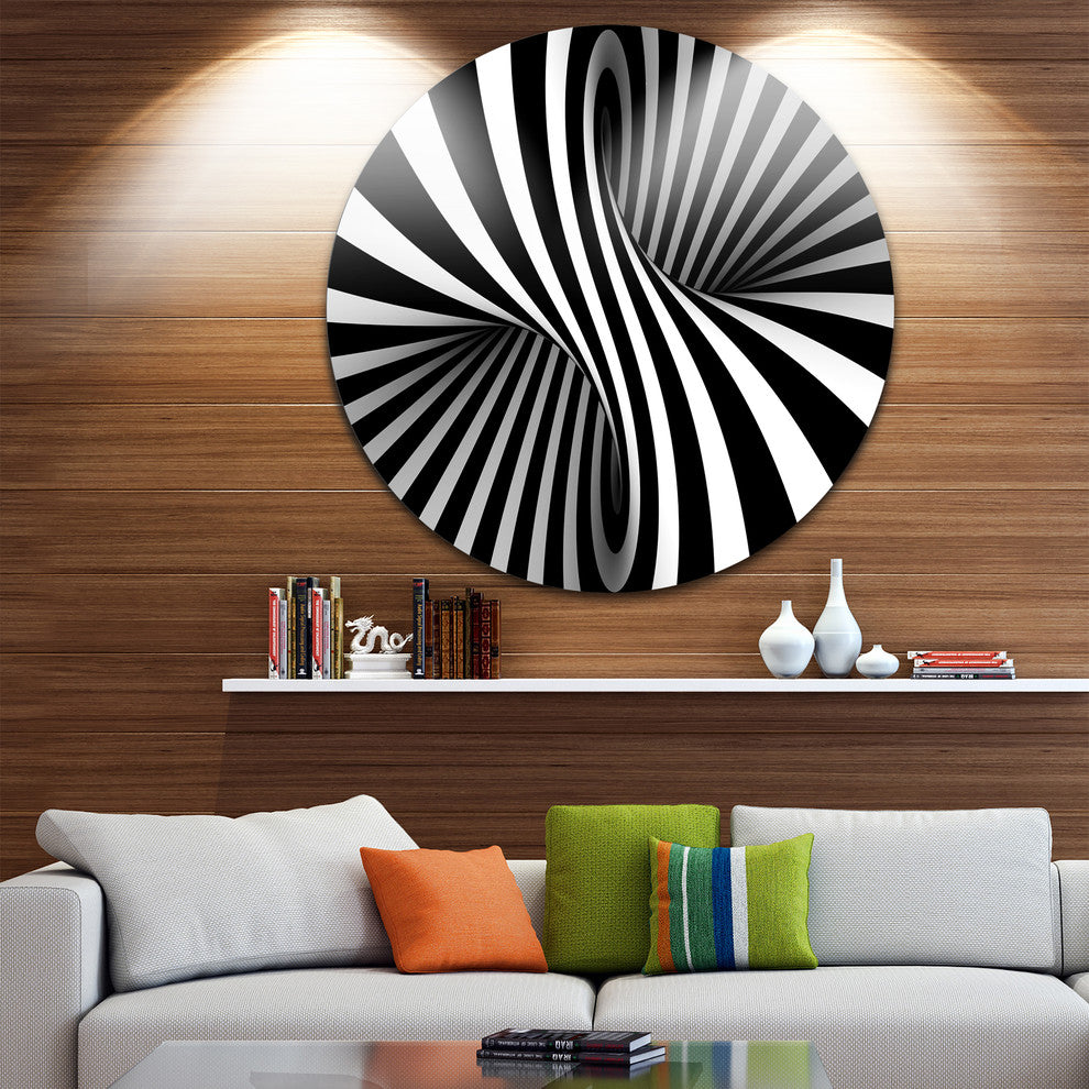 Black And White Spiral, Digital Large Disc Metal Wall Art, 23"