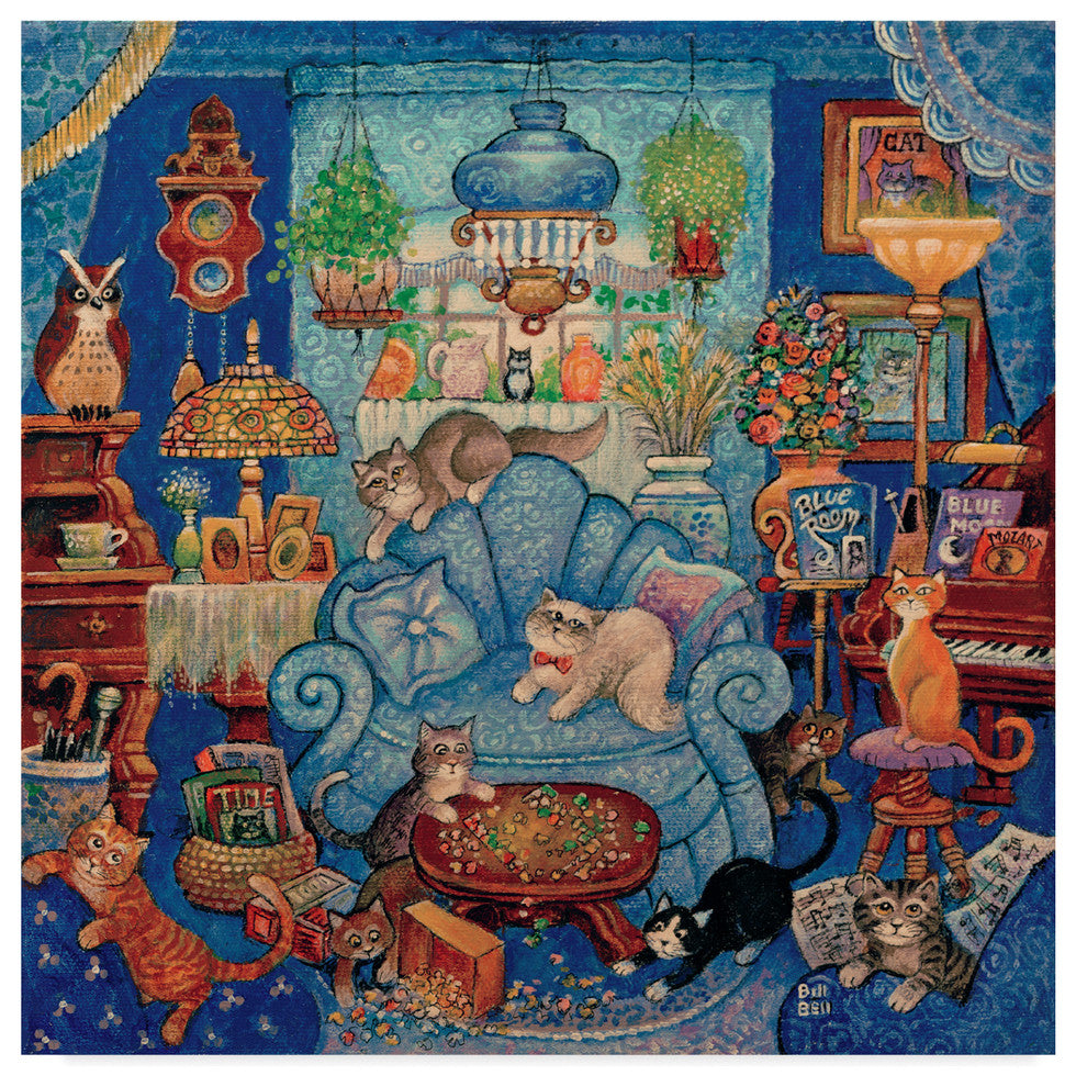 "Domestic Cats" by Bill Bell, Canvas Art