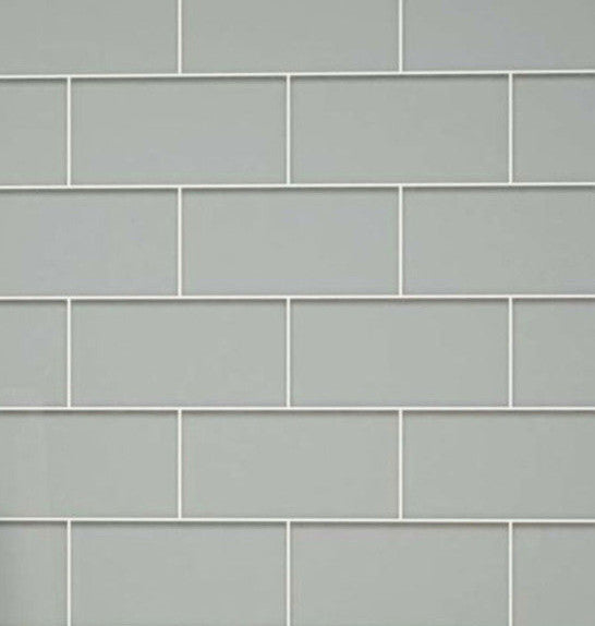 Glass Subway Tile, Light Gray, Sample Swatch