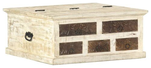 vidaXL Coffee Table White Solid mango wood 26.8 in Coffee Table Square