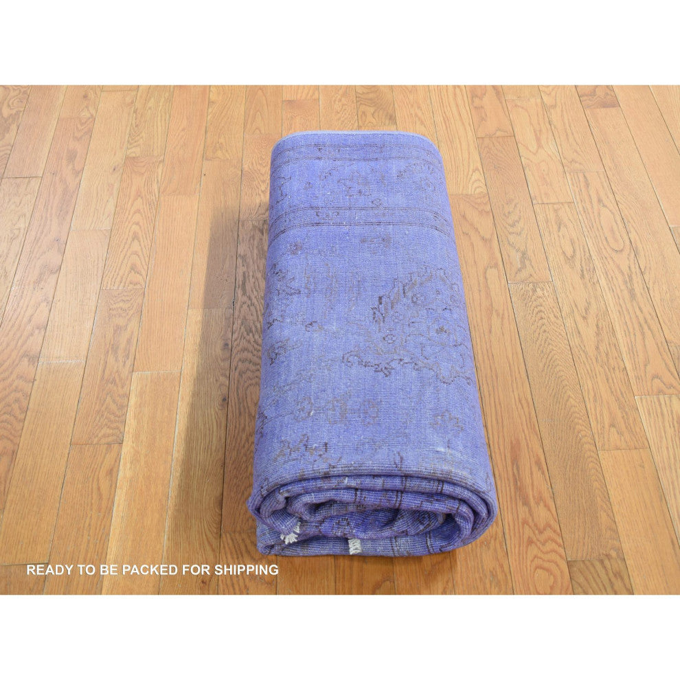 Purple Overdyed, Peshawar Design, Hand Knotted, Pure Wool, Rug, 6'x8'7"