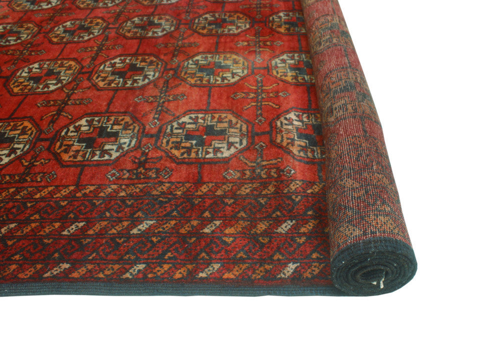 Vintage Distressed Dany Red/Black Runner, 3'11x7'8