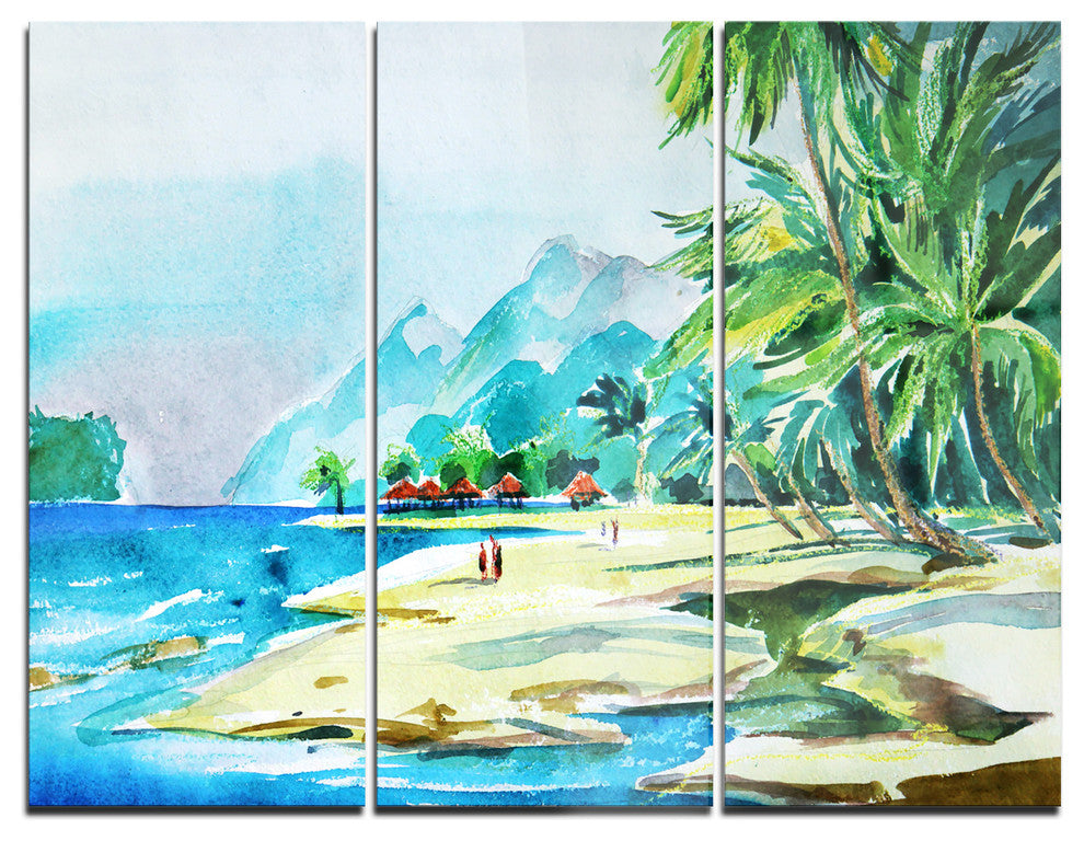 "View from Shore" Glossy Metal Wall Art, 3 Panels, 36"x28"