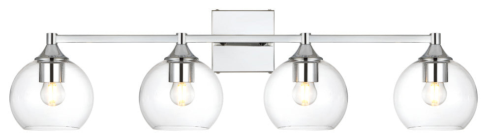 4 Light Chrome And Clear Bath Sconce