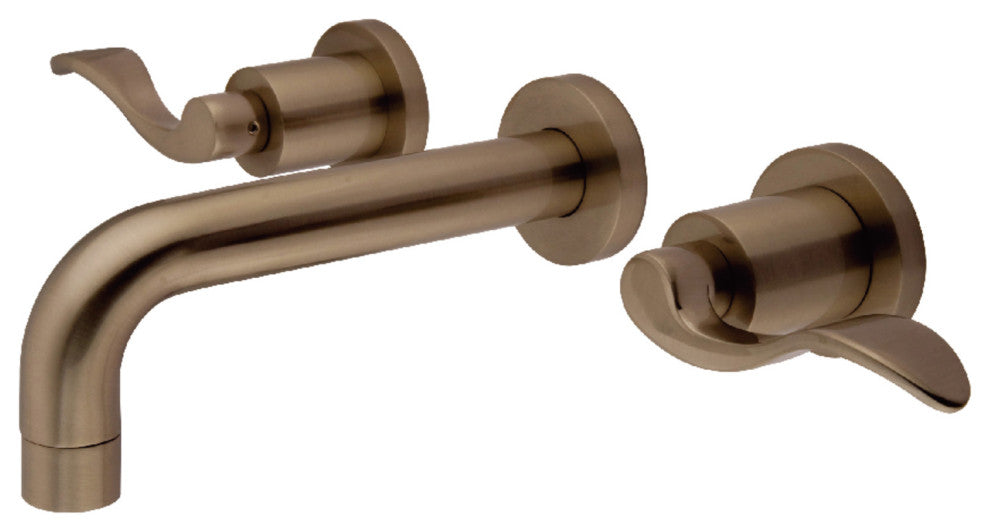 Kingston Brass KS8128DFL 2-Handle Wall Mount Bathroom Faucet, Brushed Nickel