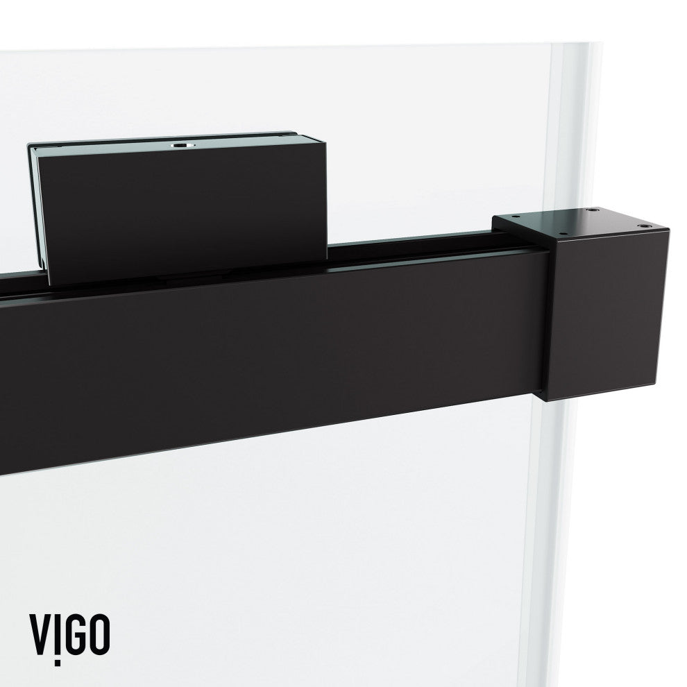 VIGO Houston Frameless Sliding, V-Motion, Matte Black, Shower Door, 56" to 60" W X 76" H, Clear Glass
