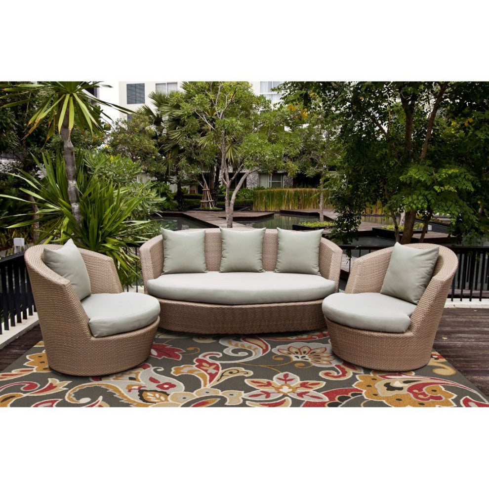 KAS Harbor 4213 Taupe Flora Area Rug, 3'x5'