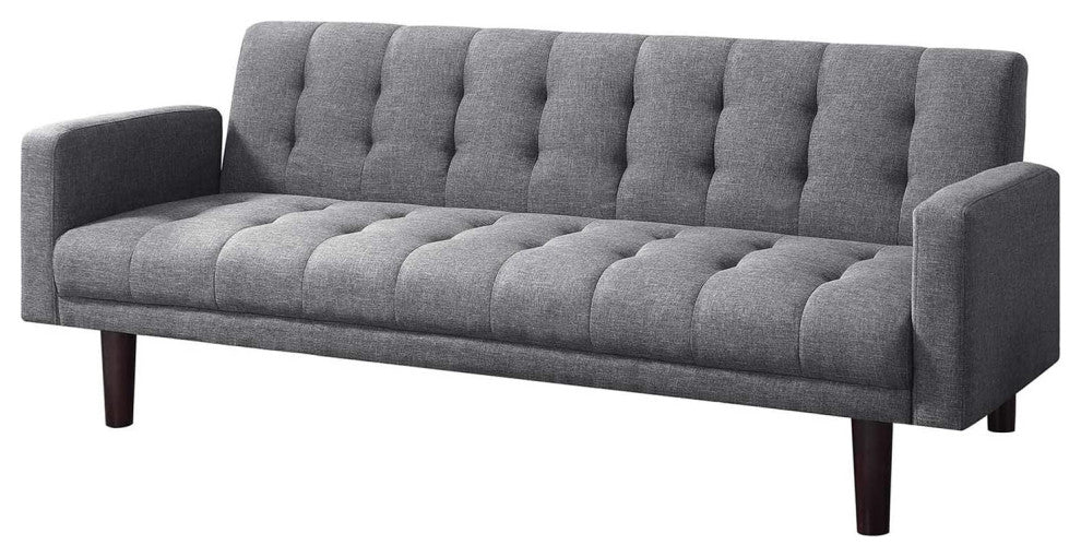 Sofa Bed with Square Arms, Gray and Walnut