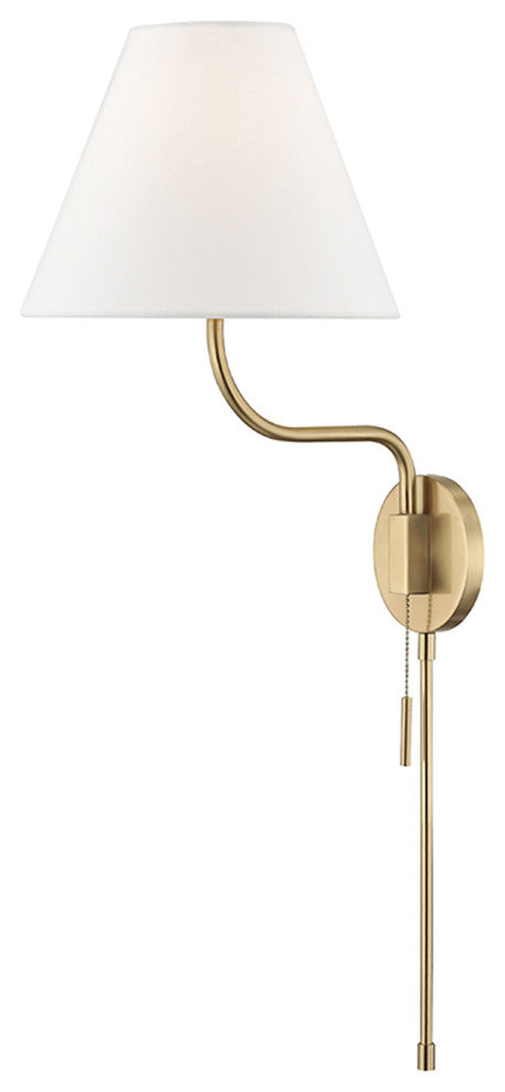 Patti 1-Light Wall Sconce With Plug, Aged Brass