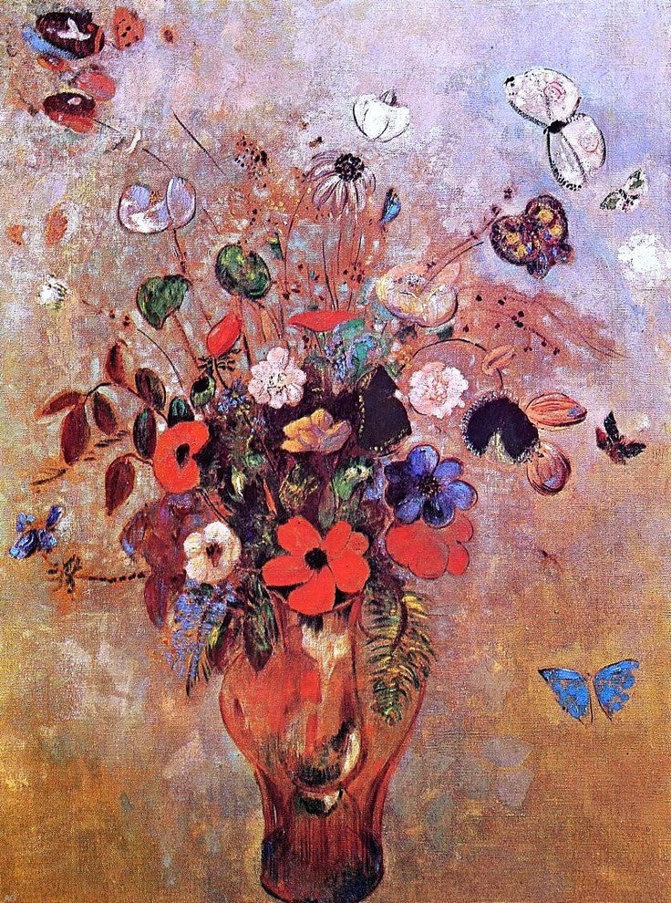 Odilon Redon Vase With Flowers and Butterflies Wall Decal Print
