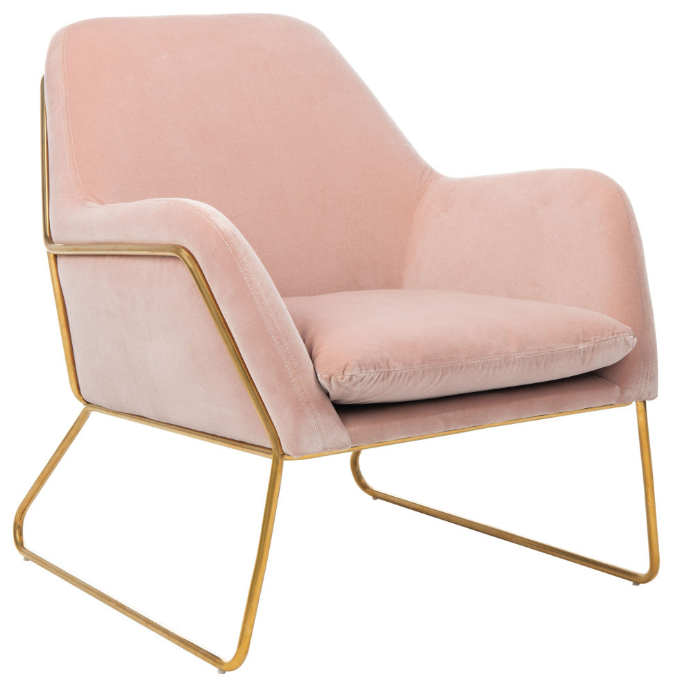 Safavieh Couture Misty Metal Frame Accent Chair, Blush