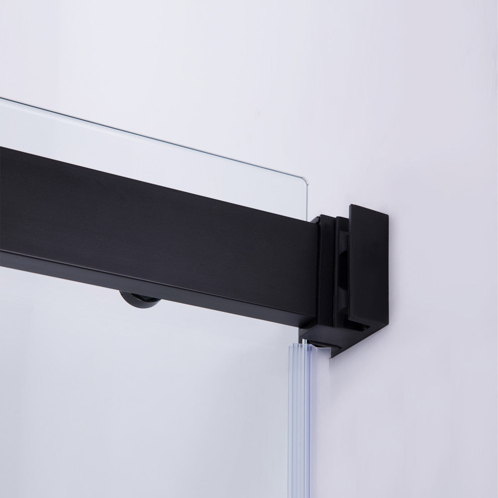 Spezia Double Sliding Frameless Shower Door, Matt Black, 68" W X 76" H