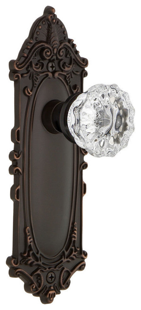 Single Victorian Plate With Crystal Knob, Unlacquered Brass, Timeless Bronze, Do