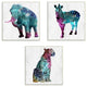 "Watercolors Elephant, Zebra And Tiger 3-Piece" Wall Plaque Art Set