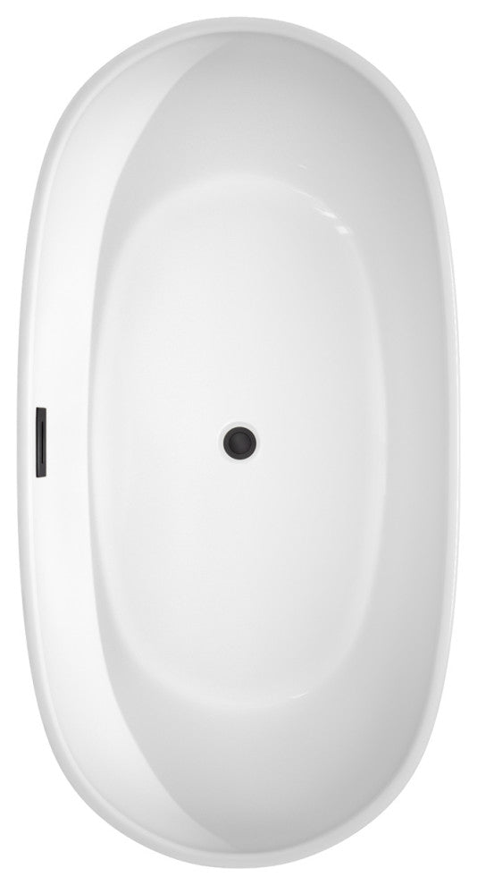Rebecca 60 to 70" Freestanding Bathtub with options, Matte Black Trim, 60 Inch, Floor Mounted Faucet in Matte Black