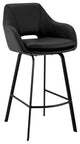 26" Black on Black Faux Leather Comfy Swivel Counter Stool