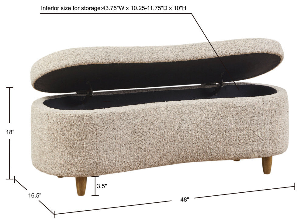 INK+IVY Bailey Boucle Flip Top Storage Bench, Taupe