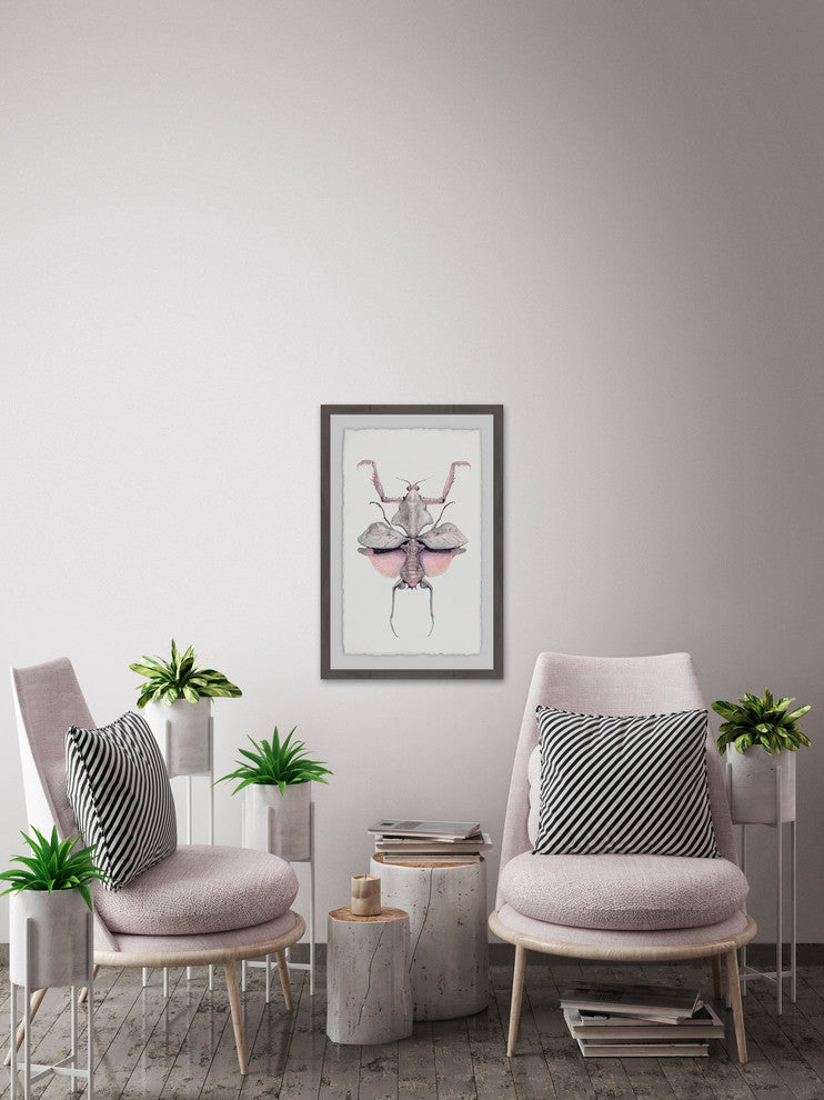 "Prehistoric Pink Bug" Framed Painting Print, 24"x36"