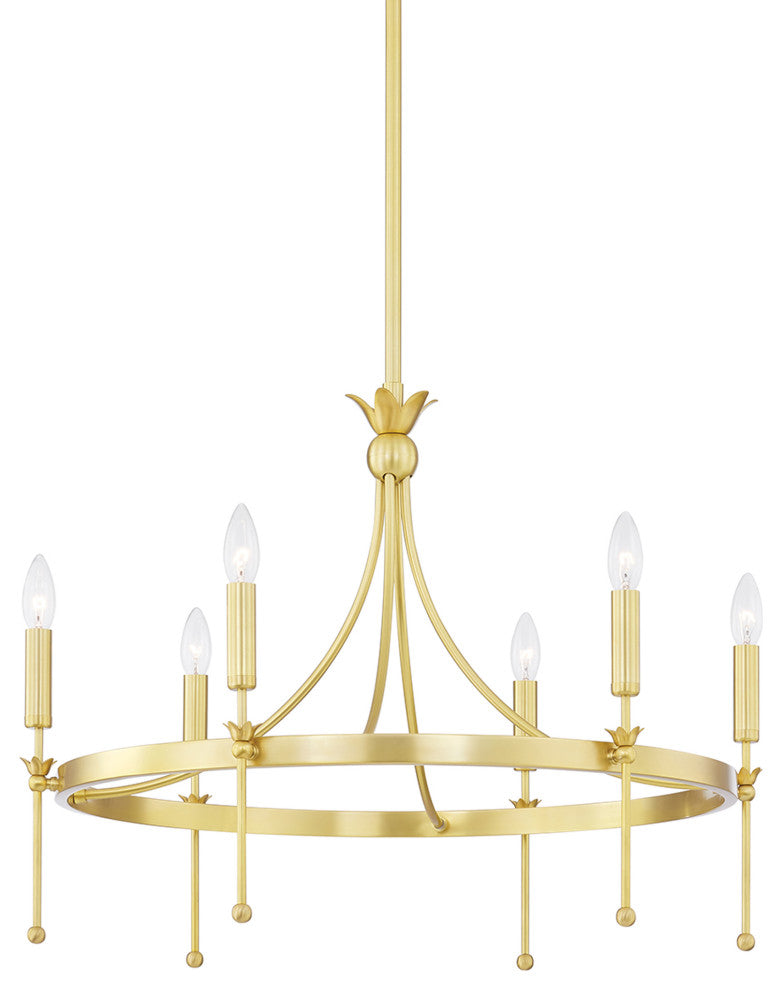 Gates 6-Light Chandelier, Aged Brass Finish