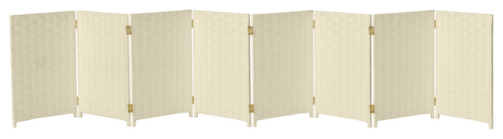 2 ft. Short Woven Fiber Room Divider 6 Panel Cream