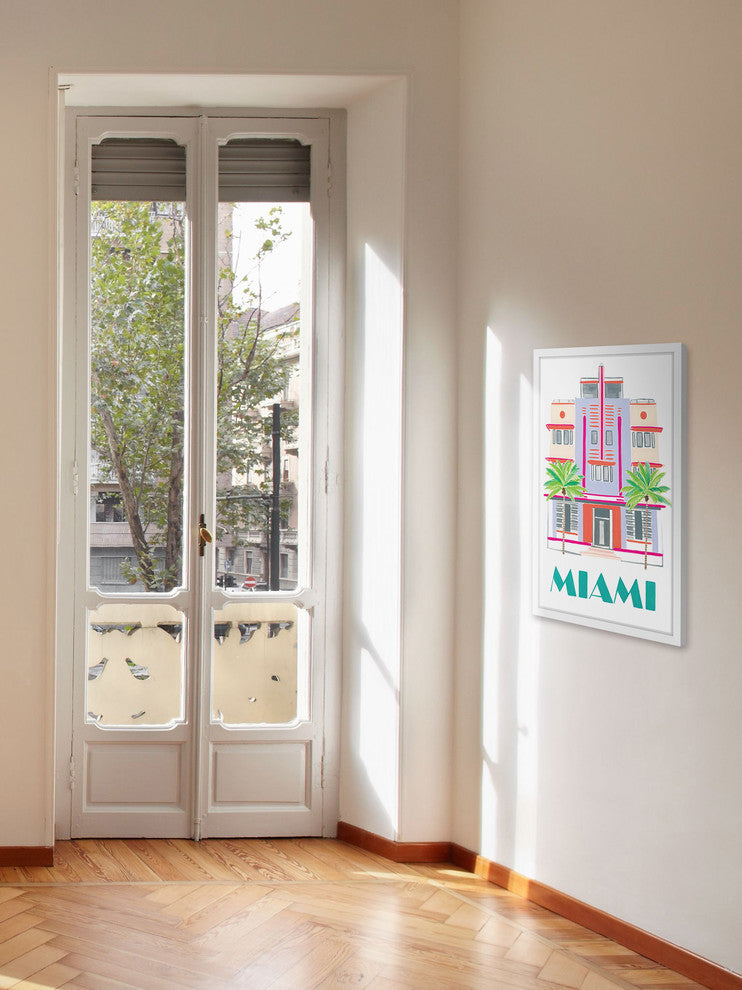 "Miami Art Deco" Framed Painting Print, 12x18