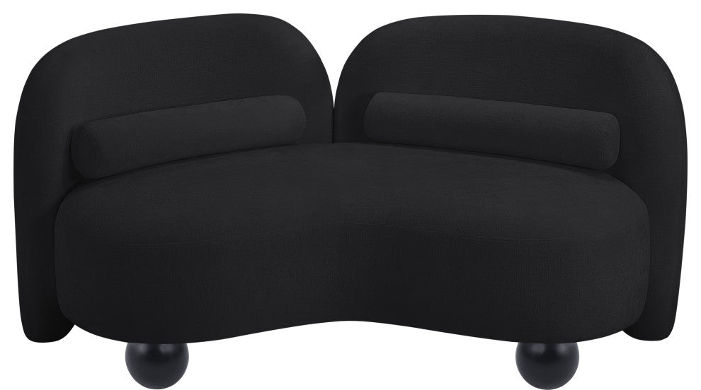 Daphne Upholstered Chair/Loveseat/Sofa, Black, Chenille Fabric, Loveseat