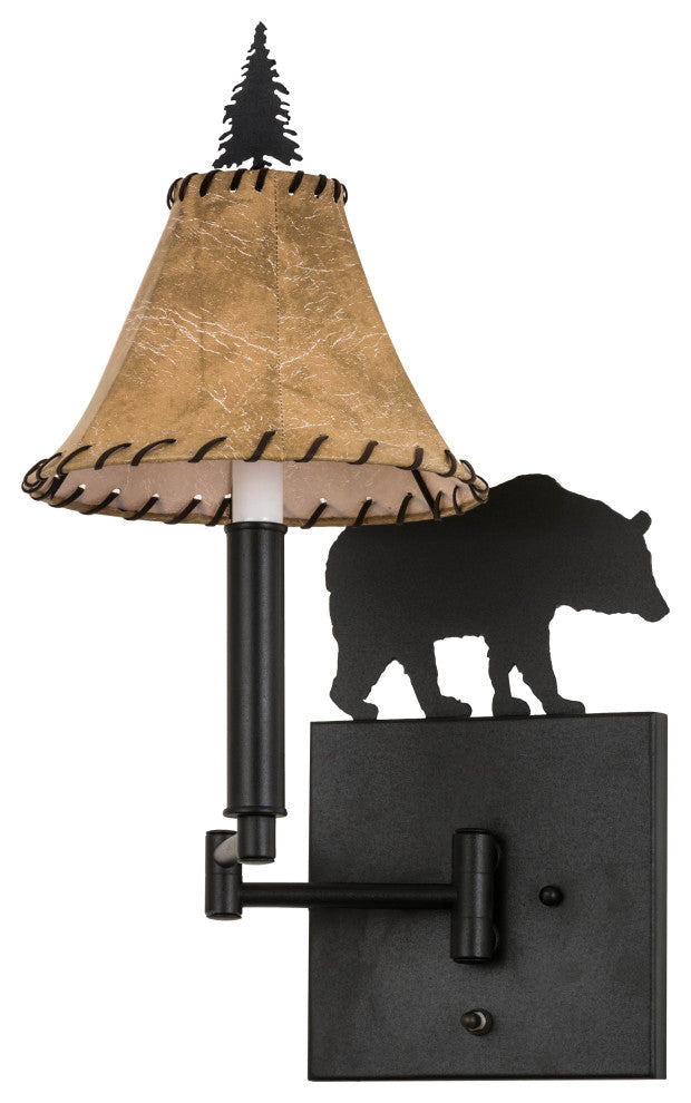 8W Black Bear Swing Arm Wall Sconce