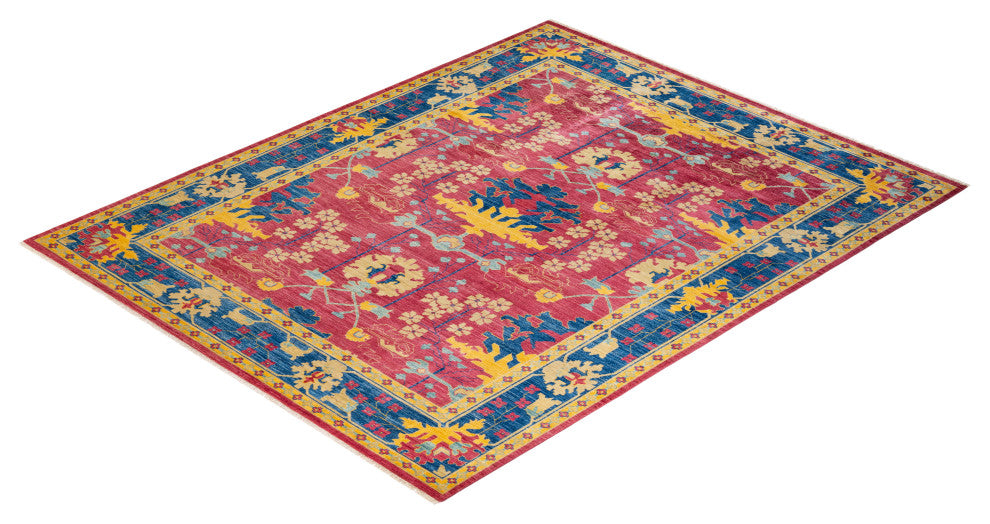 Arts and Crafts, One-of-a-Kind Hand-Knotted Area Rug Purple, 7'10x9'10