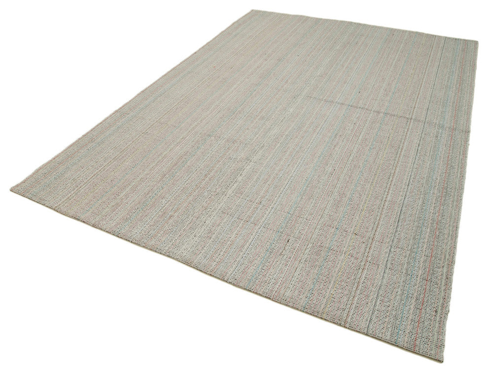 Rug N Carpet - Handmade Turkish 6' 9'' x 10' 0'' Modern Design Wool Kilim Rug