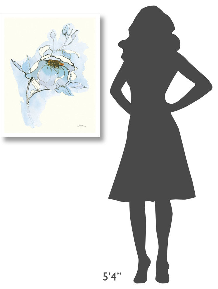 "Carols Roses V Blue" Digital Paper Print by Shirley Novak, 24"x30"